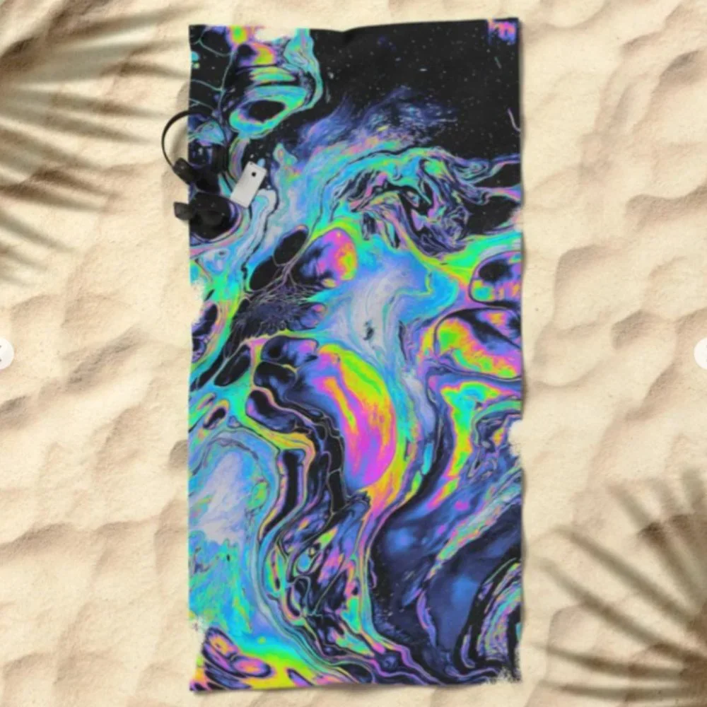 Trippy acid rainbow beach towel